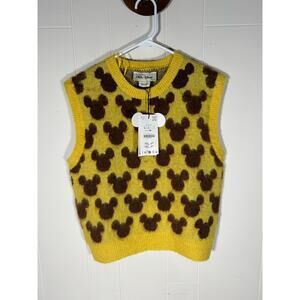 Mickey Silhouette Knit Vest Harry Lambert for Zara x Disney Yellow Brown NWT Lg